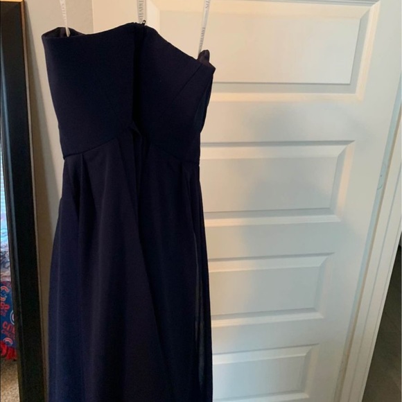 David's Bridal Dresses Strapless Navy Blue Dress Poshmark